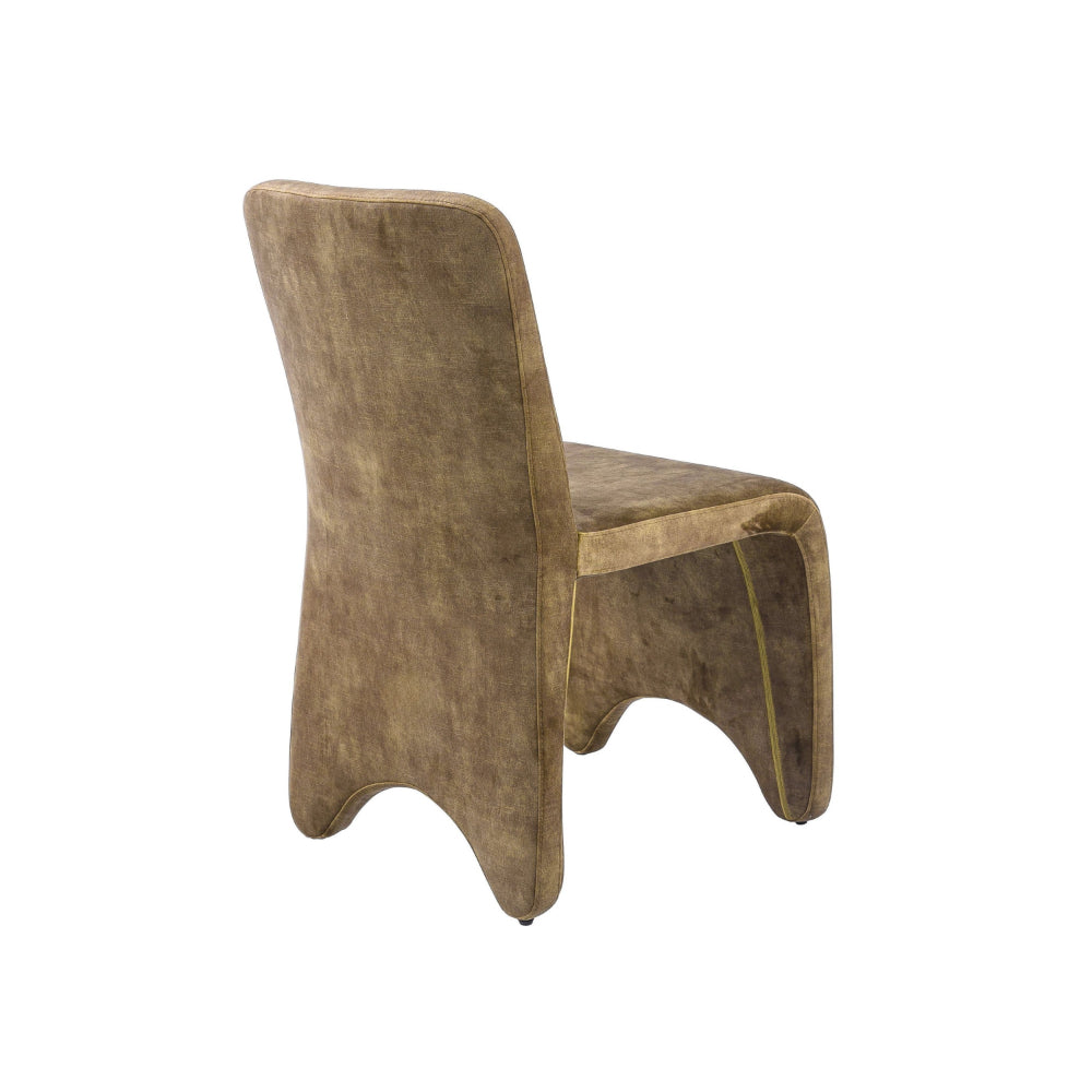 Cid Lou 19 Inch Side Dining Chair Set of 2, Brown Polyester, Panel Frame
