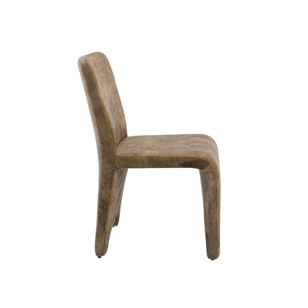 Cid Lou 19 Inch Side Dining Chair Set of 2, Brown Polyester, Panel Frame