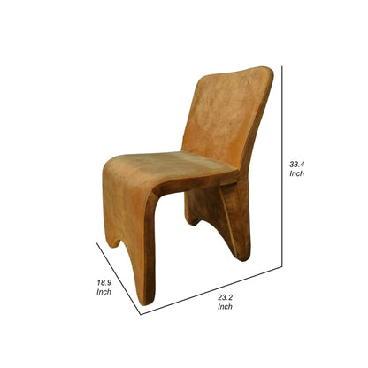 Cid Lou 19 Inch Side Dining Chair Set of 2, Brown Polyester, Panel Frame