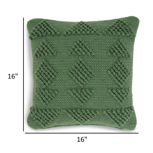 Dco Throw Pillow Set of 4, Indoor Outdoor, Woven Geometric Design, Green