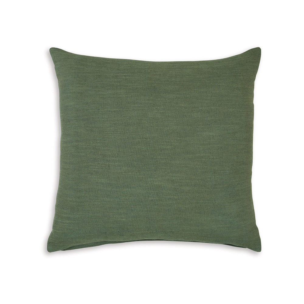Ina 22 Inch Accent Throw Pillow Set of 4, Square, Green Cotton Linen