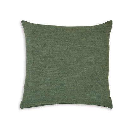 Ina 22 Inch Accent Throw Pillow Set of 4, Square, Green Cotton Linen