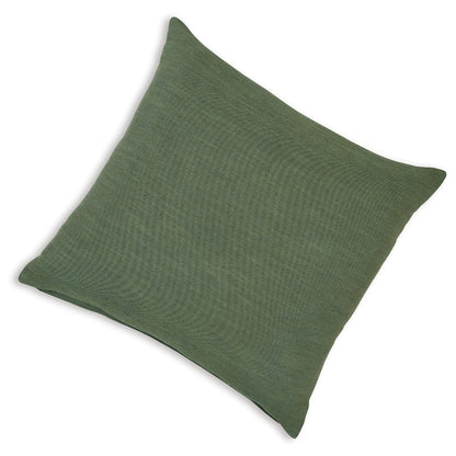 Ina 22 Inch Accent Throw Pillow Set of 4, Square, Green Cotton Linen