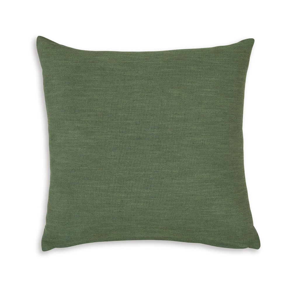 Ina 22 Inch Accent Throw Pillow Set of 4, Square, Green Cotton Linen