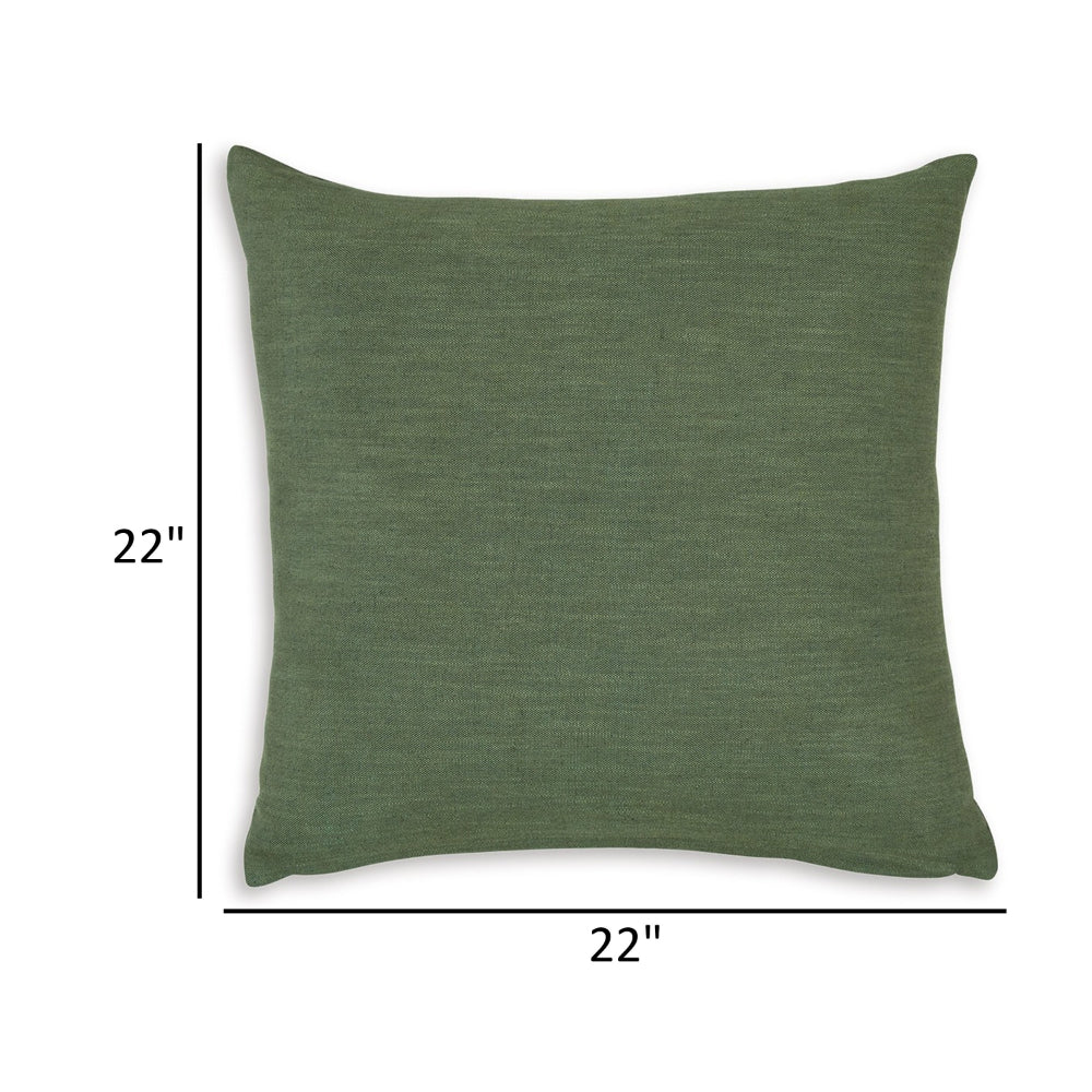 Ina 22 Inch Accent Throw Pillow Set of 4, Square, Green Cotton Linen