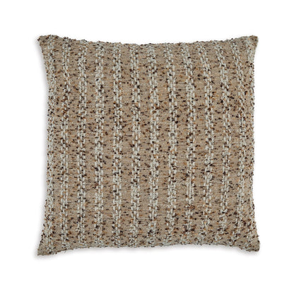 Lany 22 Inch Accent Pillow Set of 4, Woven Striped Design, Zipper, Brown