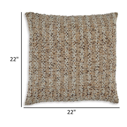 Lany 22 Inch Accent Pillow Set of 4, Woven Striped Design, Zipper, Brown