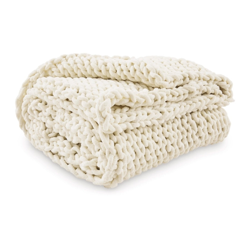 Deme Throw Blanket Set of 3, Hand Knitted Soft Chunky Chenille