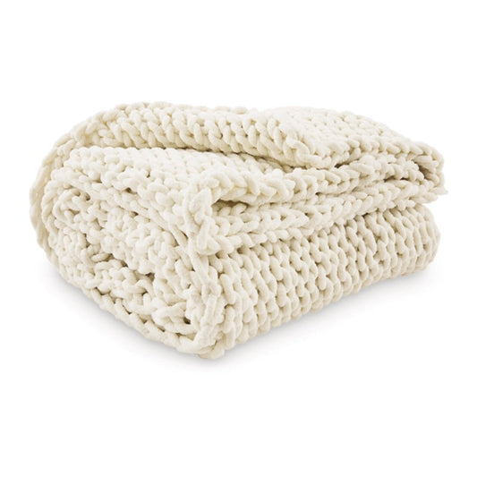 Deme Throw Blanket Set of 3, Hand Knitted Soft Chunky Chenille