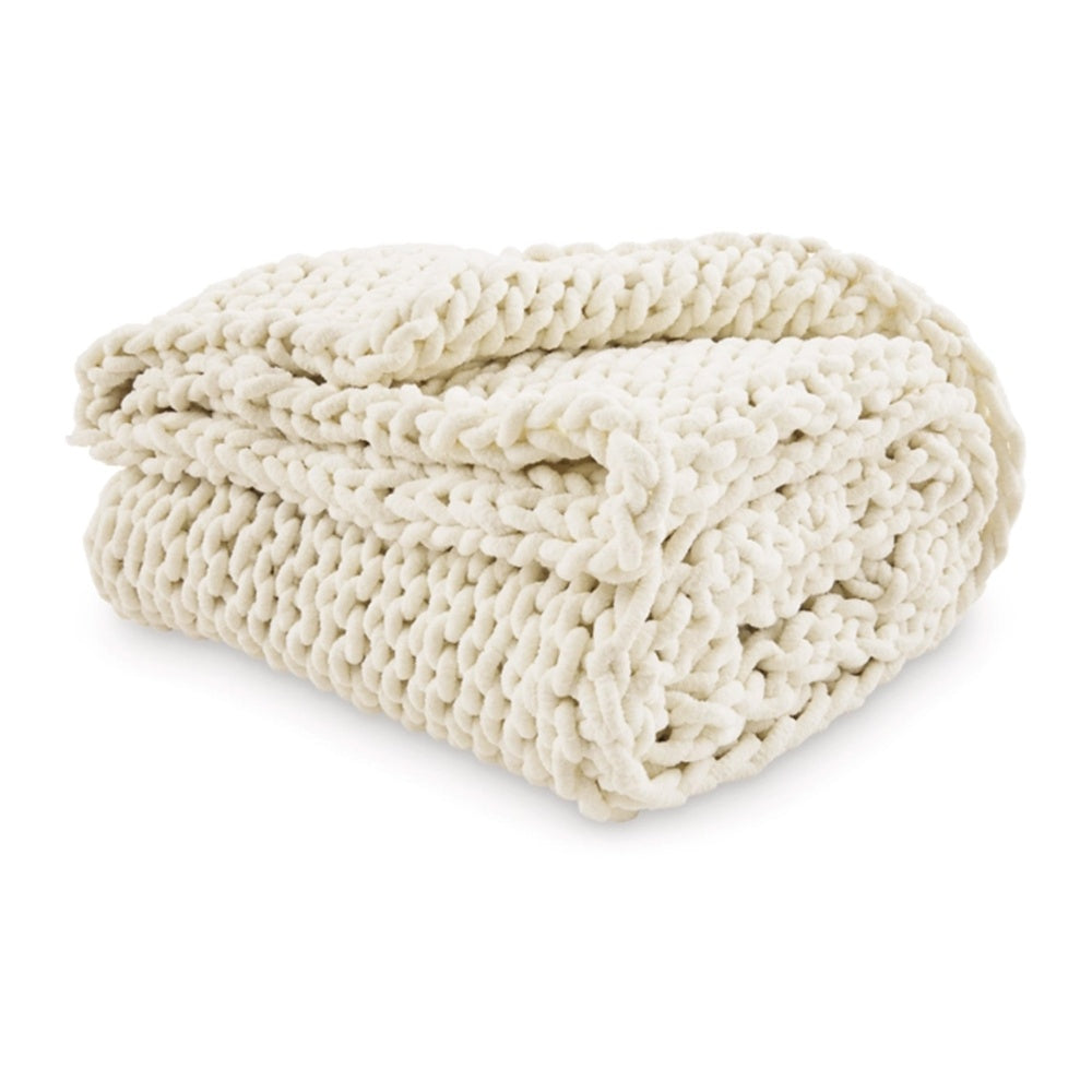 Deme Throw Blanket Set of 3, Hand Knitted Soft Chunky Chenille