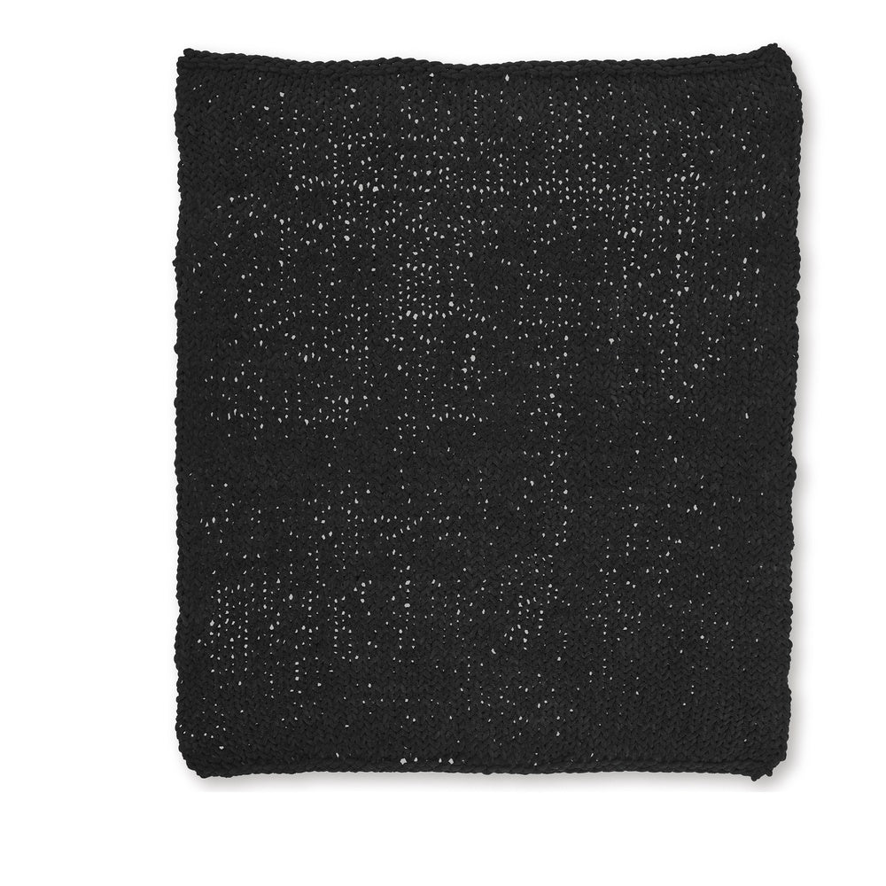 Deon Throw Blanket Set of 3, Hand Knitted Soft Chenille, Black Finish