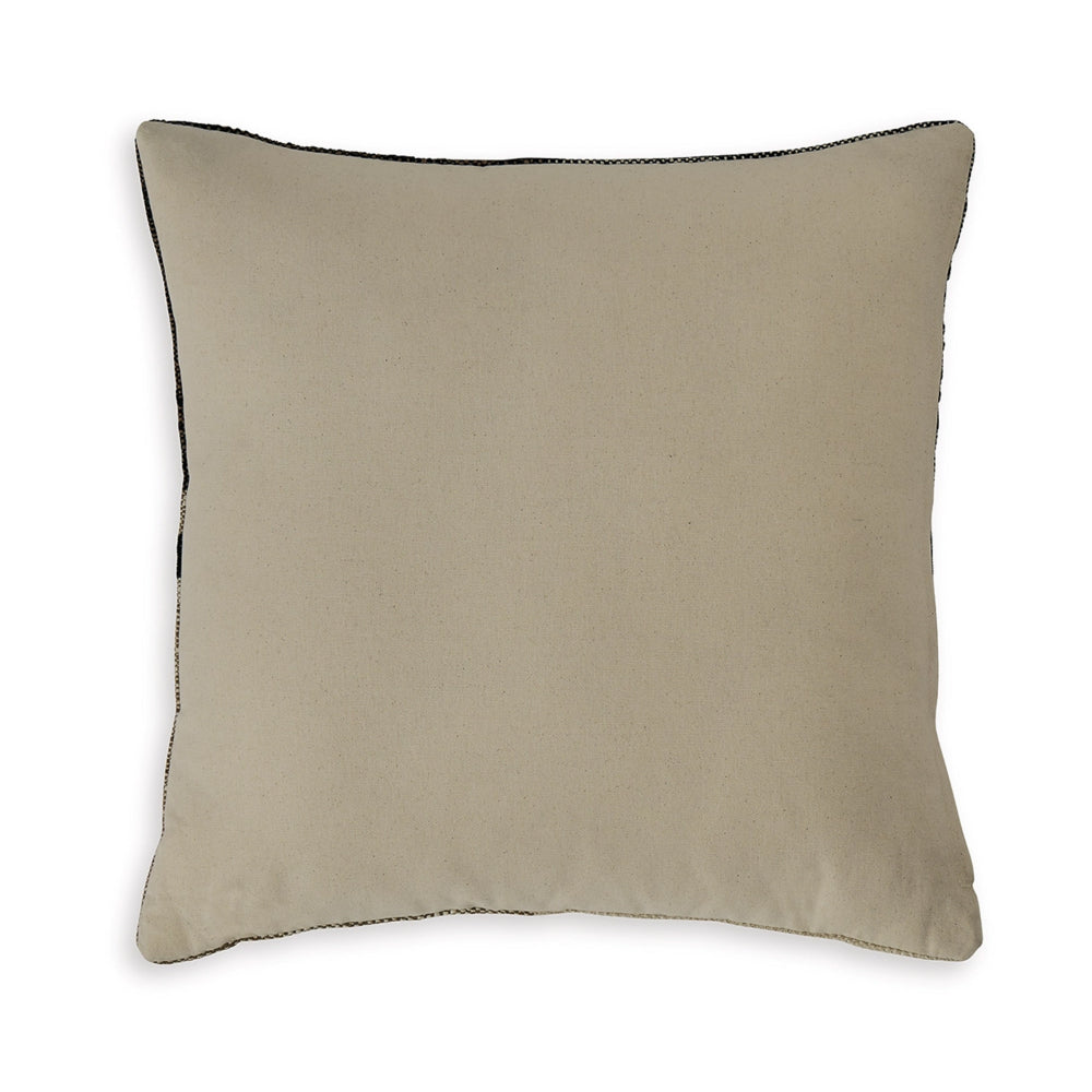 Tena 20 Inch Accent Pillow Set of 4, Square Plaid Pattern, Tan, Black White