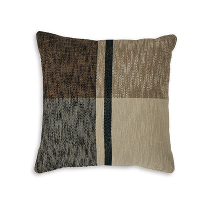 Tena 20 Inch Accent Pillow Set of 4, Square Plaid Pattern, Tan, Black White