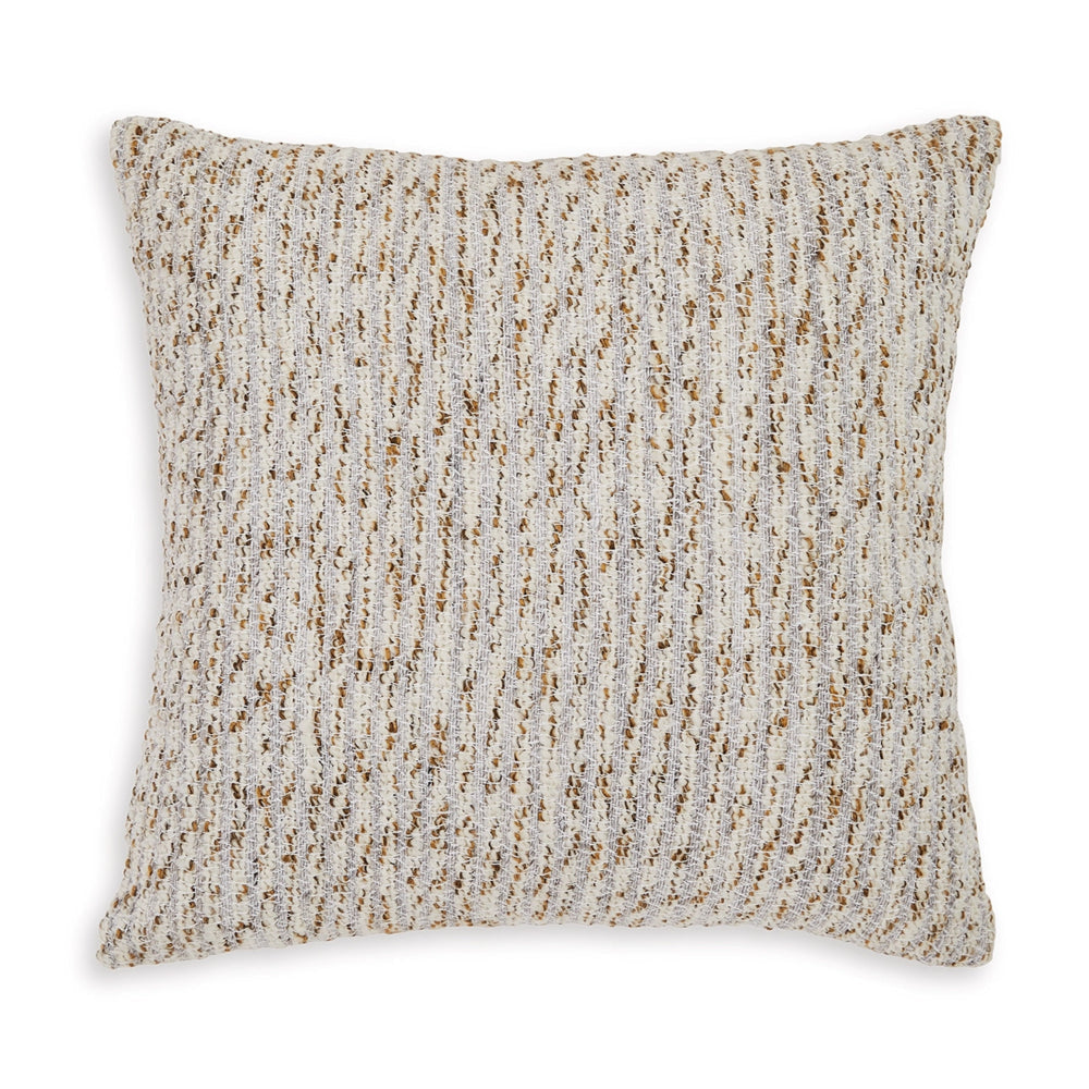 Lora 20 Inch Accent Pillow Set of 4, Textured Stripe Pattern, Ivory Gray