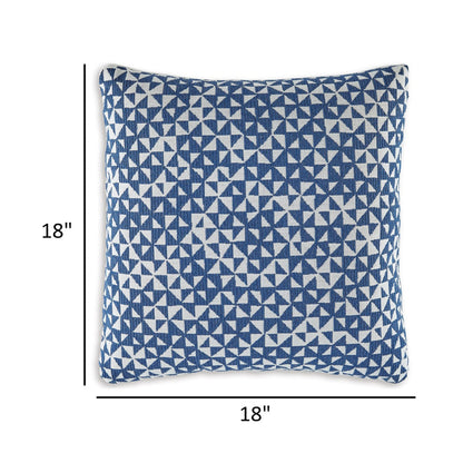 Coel 18 Inch Accent Pillow Set of 4, Indoor Outdoor Woven Geometric, Blue
