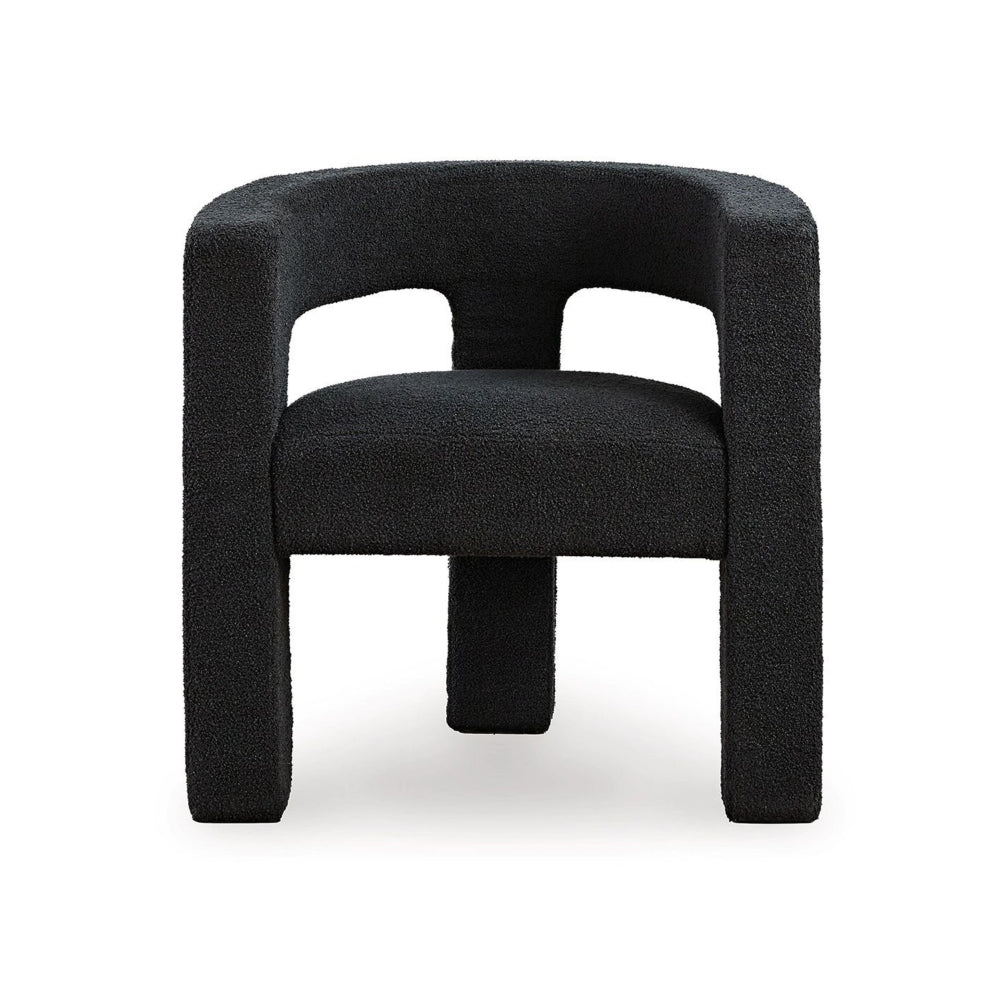 Sovi Accent Chair, Cushioned Seat, Barrel Back with Cutout Design, Black