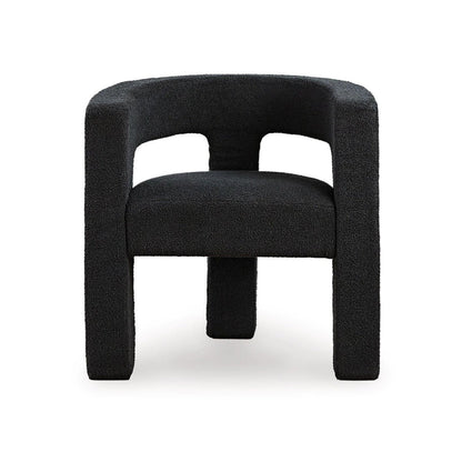 Sovi Accent Chair, Cushioned Seat, Barrel Back with Cutout Design, Black