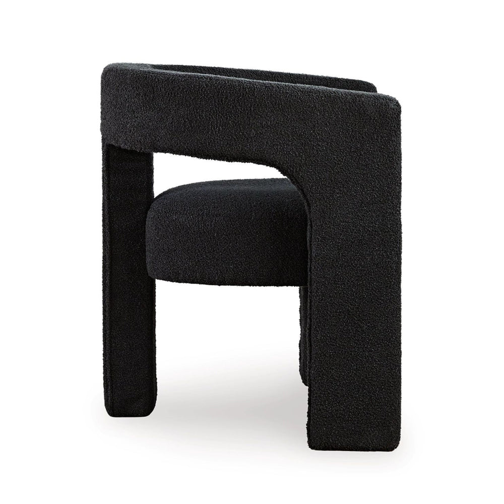 Sovi Accent Chair, Cushioned Seat, Barrel Back with Cutout Design, Black
