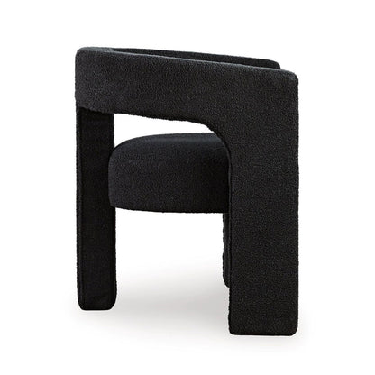 Sovi Accent Chair, Cushioned Seat, Barrel Back with Cutout Design, Black