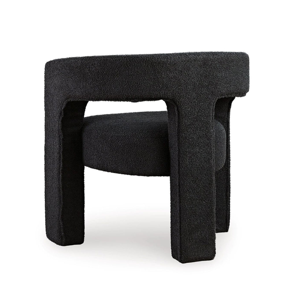 Sovi Accent Chair, Cushioned Seat, Barrel Back with Cutout Design, Black