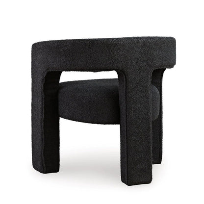 Sovi Accent Chair, Cushioned Seat, Barrel Back with Cutout Design, Black