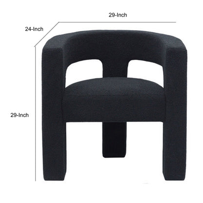 Sovi Accent Chair, Cushioned Seat, Barrel Back with Cutout Design, Black