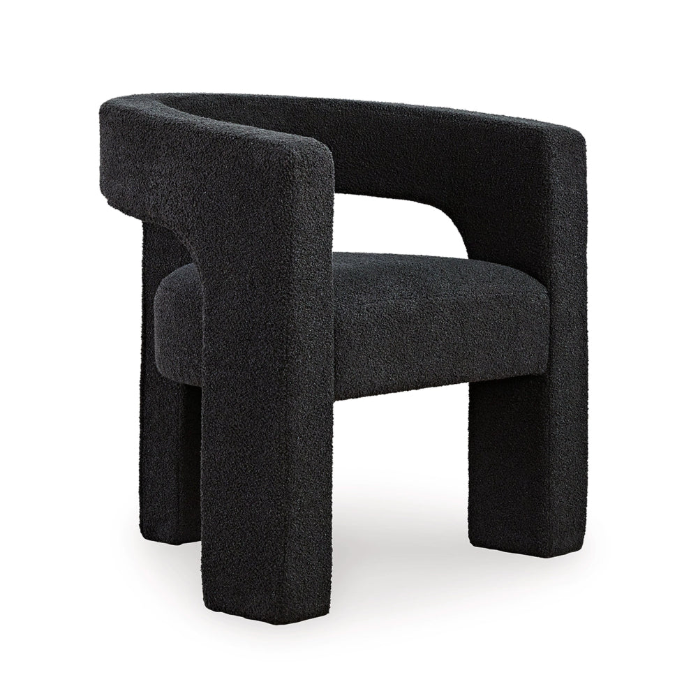 Sovi Accent Chair, Cushioned Seat, Barrel Back with Cutout Design, Black