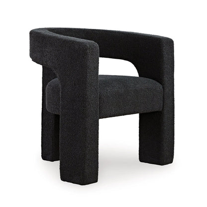Sovi Accent Chair, Cushioned Seat, Barrel Back with Cutout Design, Black