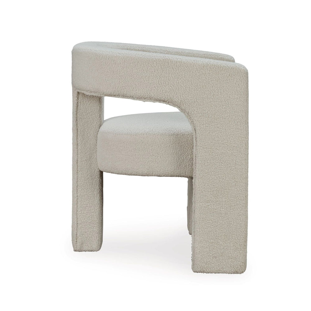 Sovi Accent Chair, Cushioned Seating, Barrel Back with Cutout Design, Ivory