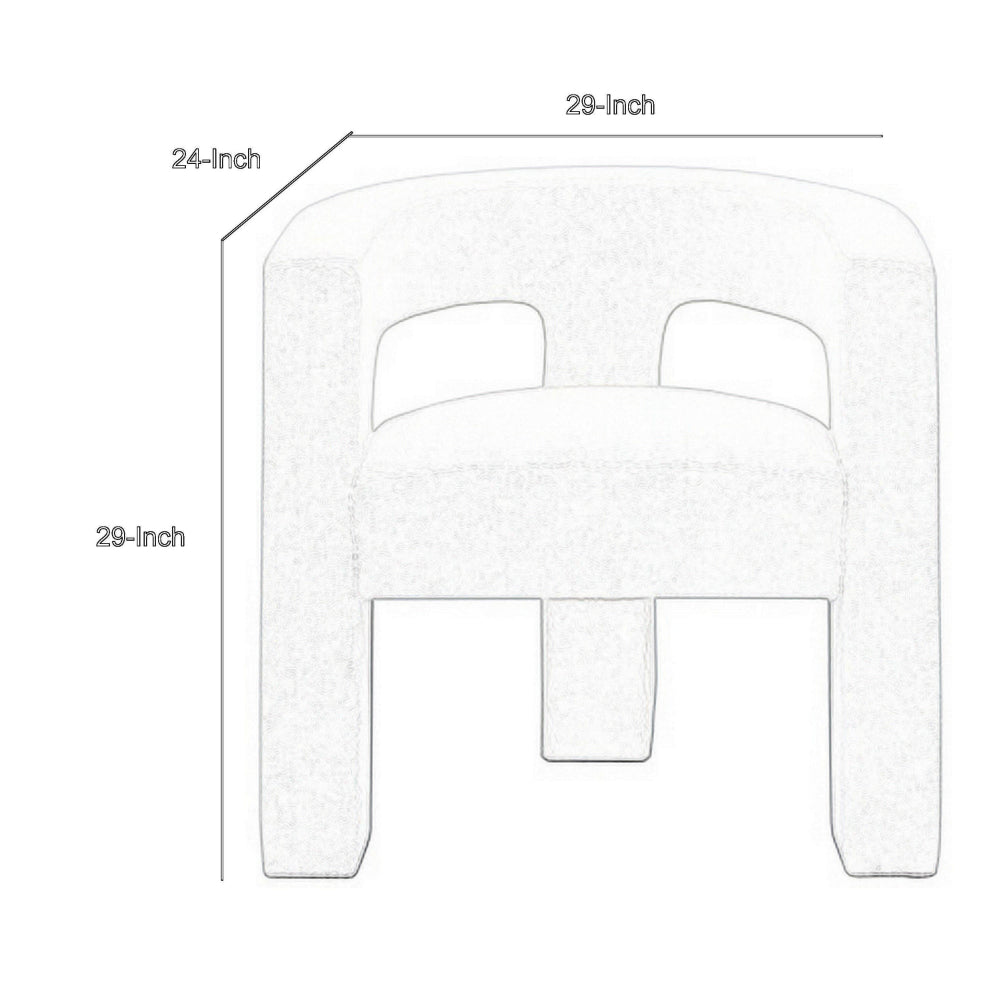Sovi Accent Chair, Cushioned Seating, Barrel Back with Cutout Design, Ivory