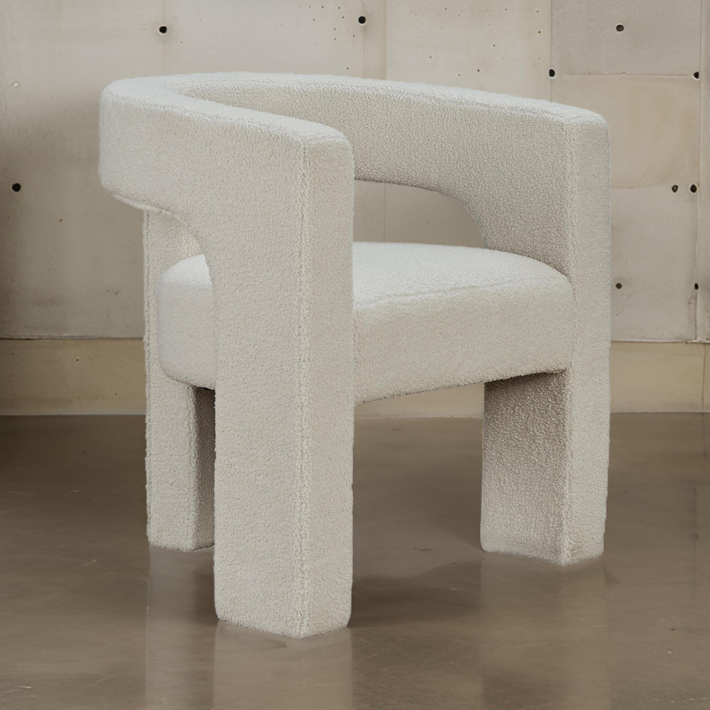 Sovi Accent Chair, Cushioned Seating, Barrel Back with Cutout Design, Ivory