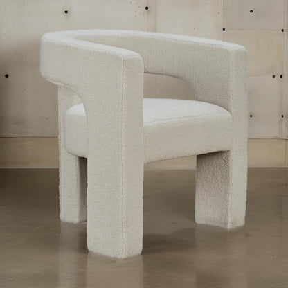 Sovi Accent Chair, Cushioned Seating, Barrel Back with Cutout Design, Ivory