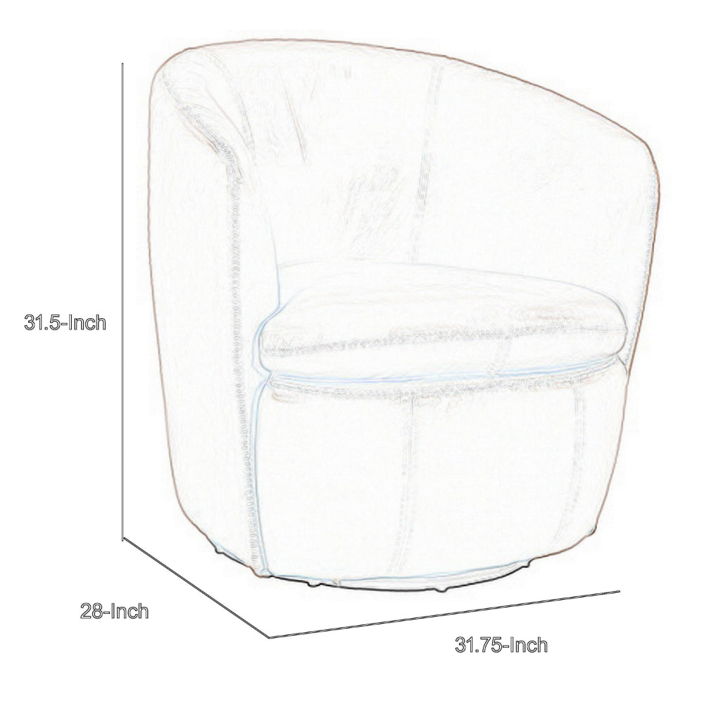 Niko Swivel Accent Chair, Round Barrel Design, Dark Blue Top Grain Leather