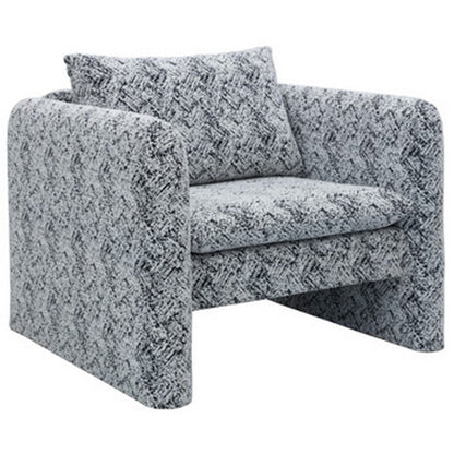 Accent Chair, Geometric Pattern Cushioned Seat, Shelter Arms, White Black