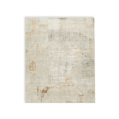 Wony 8 x 10 Large Area Rug, Abstract Pattern, Gray and Beige Polyester
