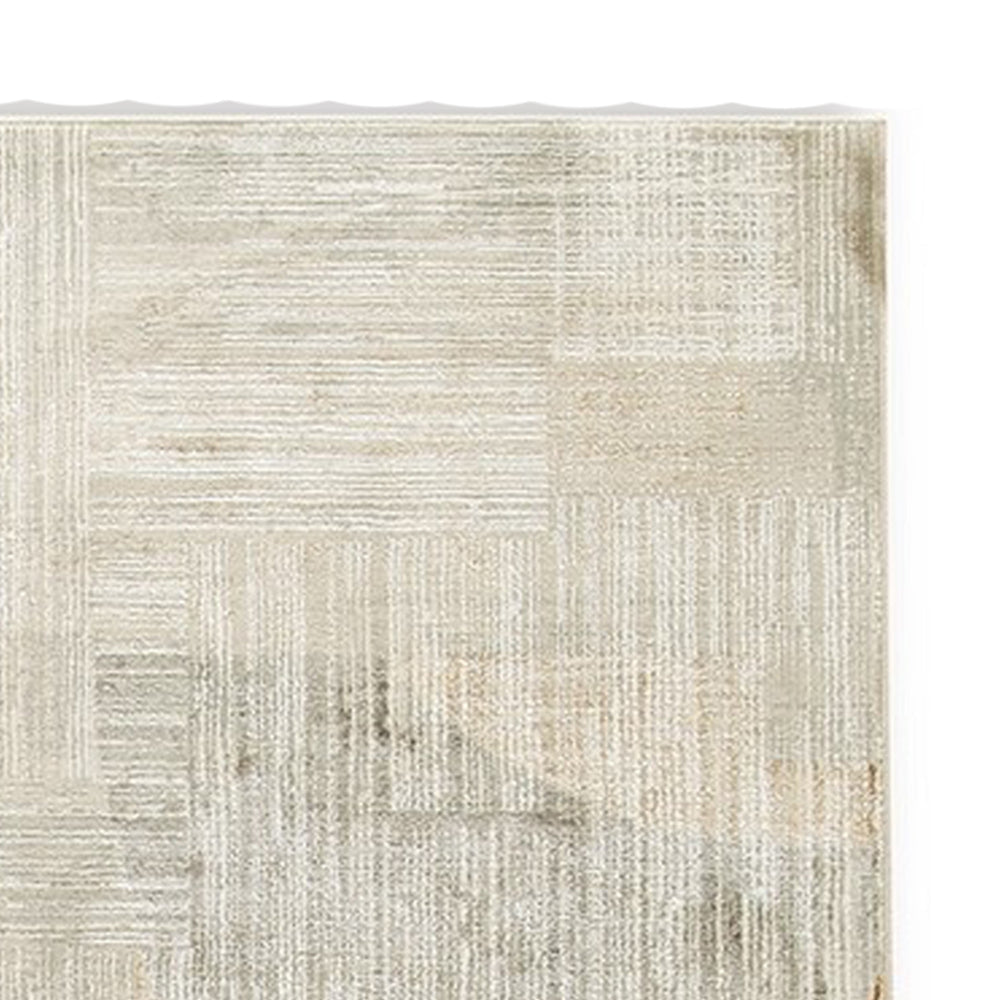 Wony 8 x 10 Large Area Rug, Abstract Pattern, Gray and Beige Polyester