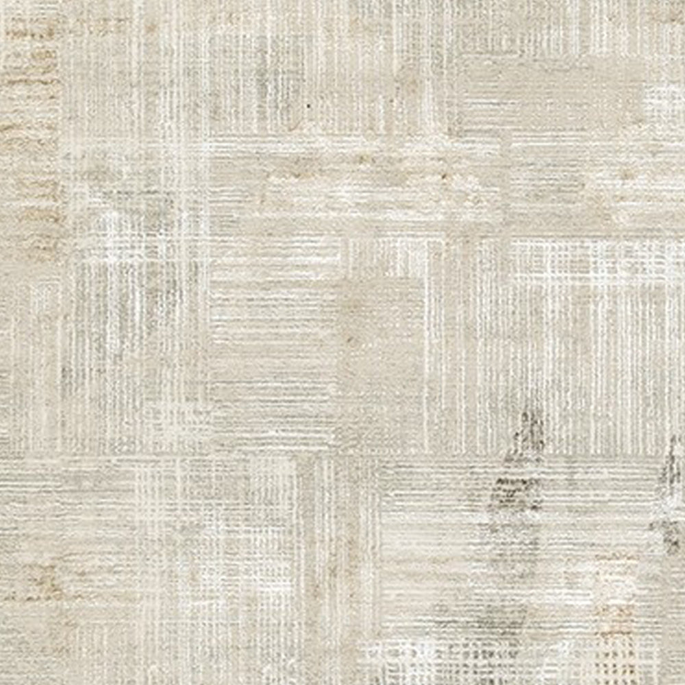 Wony 8 x 10 Large Area Rug, Abstract Pattern, Gray and Beige Polyester