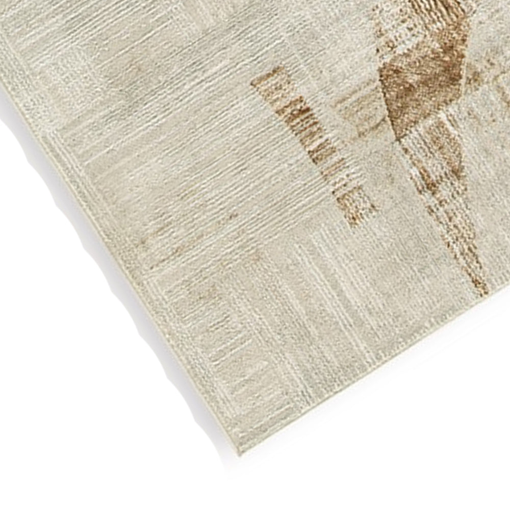Wony 8 x 10 Large Area Rug, Abstract Pattern, Gray and Beige Polyester
