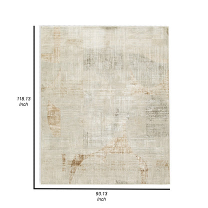 Wony 8 x 10 Large Area Rug, Abstract Pattern, Gray and Beige Polyester