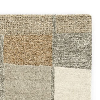 Teon 5 x 7 Medium Area Rug, Woven Geometric Pattern Gray Taupe Wool