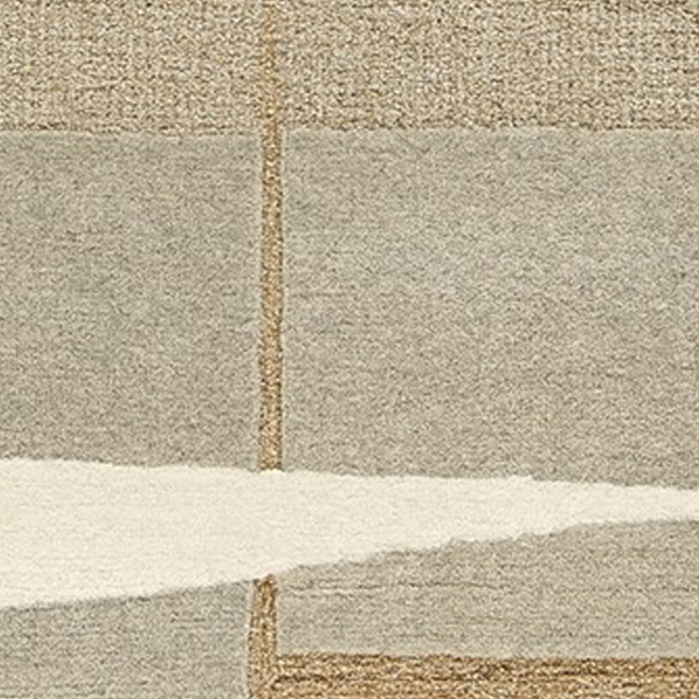 Teon 5 x 7 Medium Area Rug, Woven Geometric Pattern Gray Taupe Wool