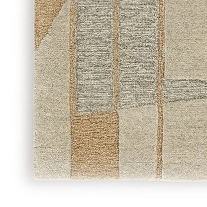 Teon 5 x 7 Medium Area Rug, Woven Geometric Pattern Gray Taupe Wool