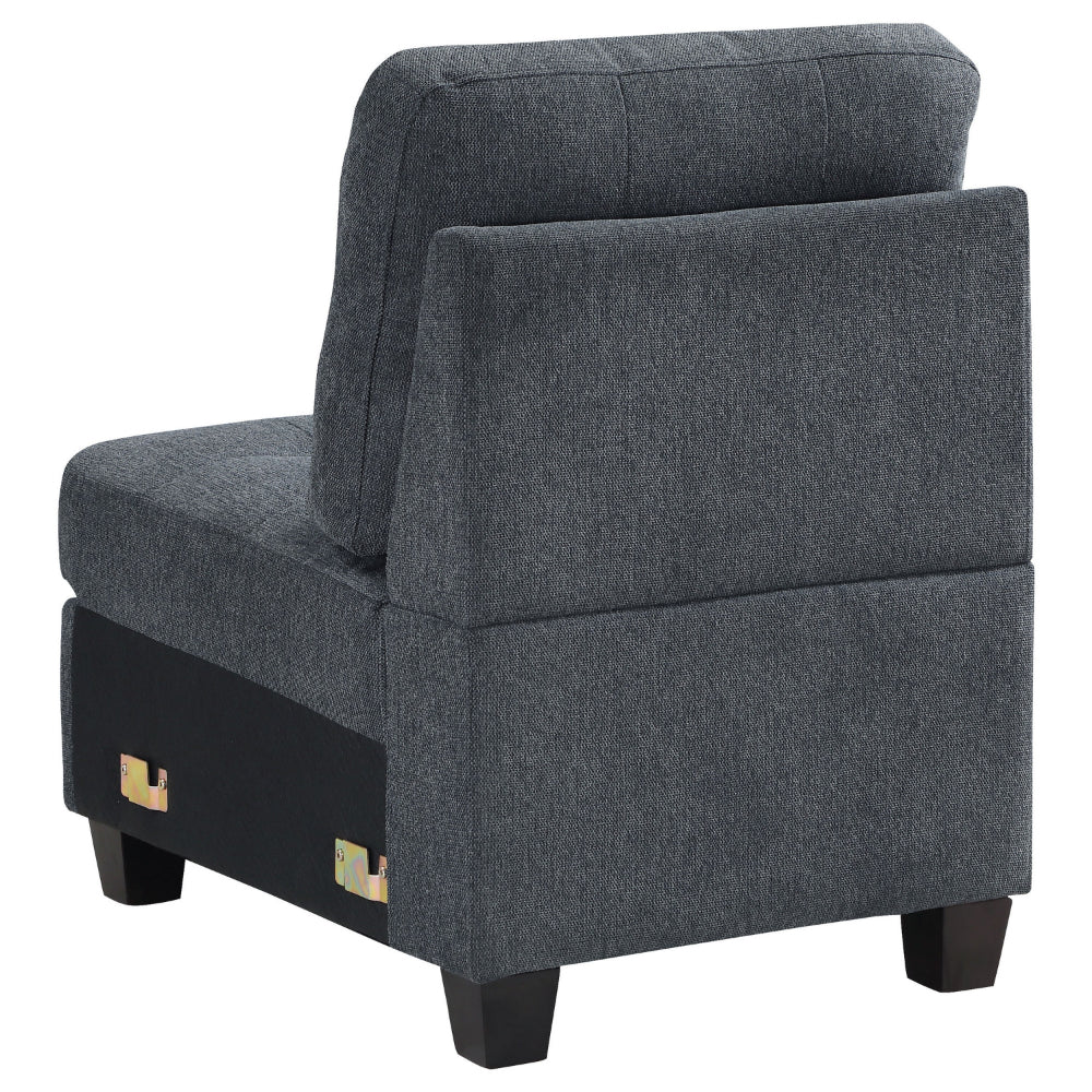 Seh Armless Modular Sofa Chair with Plush Cushions, Soft Dark Gray Fabric
