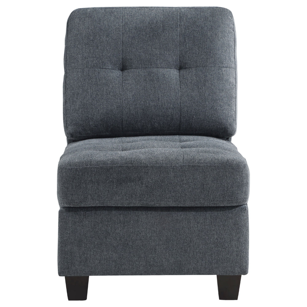 Seh Armless Modular Sofa Chair with Plush Cushions, Soft Dark Gray Fabric