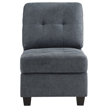 Seh Armless Modular Sofa Chair with Plush Cushions, Soft Dark Gray Fabric
