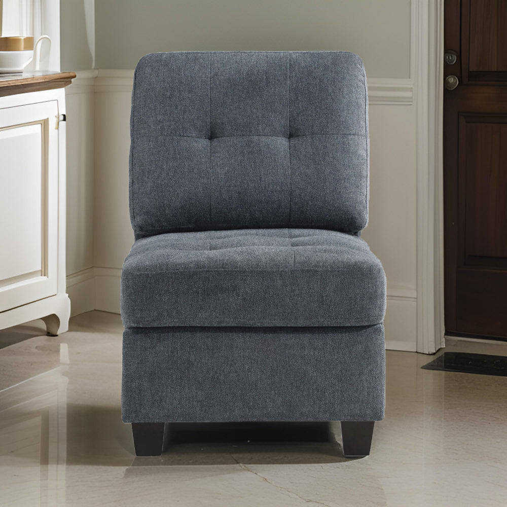 Seh Armless Modular Sofa Chair with Plush Cushions, Soft Dark Gray Fabric