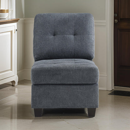 Seh Armless Modular Sofa Chair with Plush Cushions, Soft Dark Gray Fabric