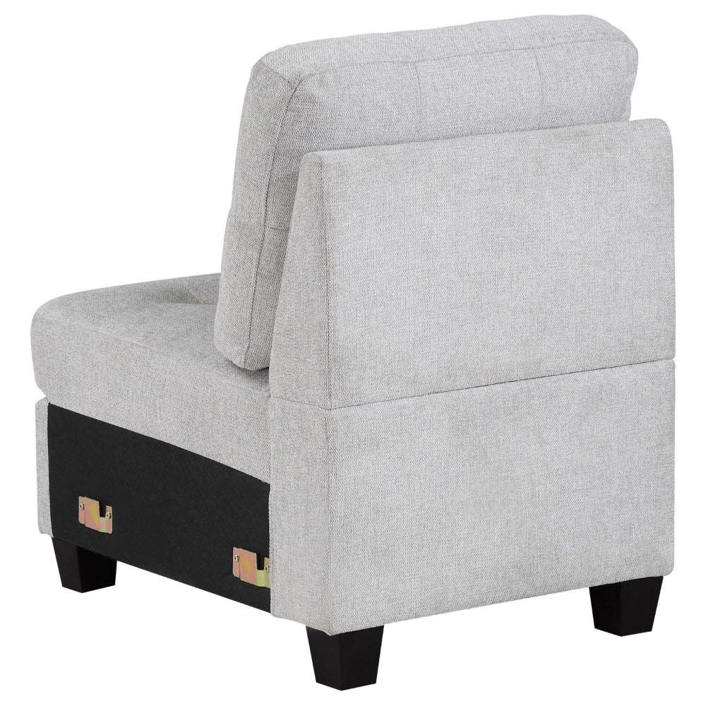 Seh Armless Modular Sofa Chair with Plush Cushions, Soft Light Gray Fabric