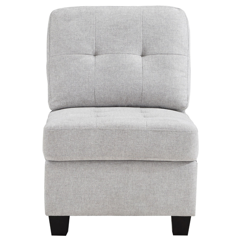 Seh Armless Modular Sofa Chair with Plush Cushions, Soft Light Gray Fabric