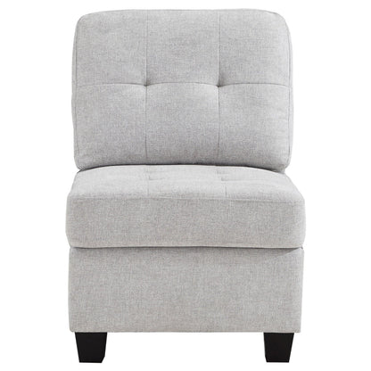 Seh Armless Modular Sofa Chair with Plush Cushions, Soft Light Gray Fabric